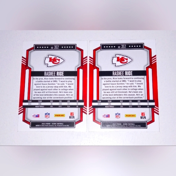 Rashee Rice Rookie Card 2023 Panini Score Football #353 + Red Parallel - Picture 2 of 2